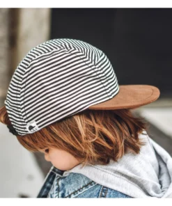 George Hats Black + White Stripe Panel Trucker Hat