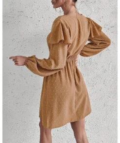 J+j Dresses Beige Surplice Swiss Dot Light Dress