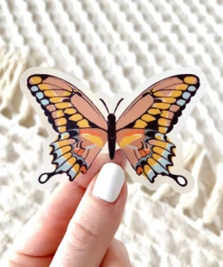 Elyse Breanne Designs Clear Pink Swallowtail Butterfly Sticker Paper Goods