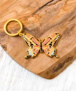 Elyse Breanne Designs Keychains Pink Swallowtail Metal Keychain