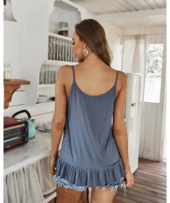 J+j Tops Blue Button Down Ruffle Hem Top