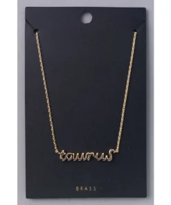 Fame Accessories Gold Taurus Zodiac Sign Necklace