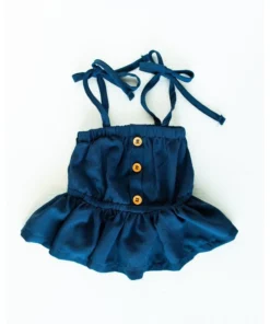 Bailey's Blossoms Navy Peplum Tie Top Tops