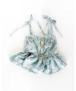 Bailey's Blossoms Turquoise Floral Peplum Tie Top