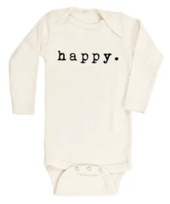 Tenth + Pine Happy Black + Natural Organic Long Sleeve Onesie
