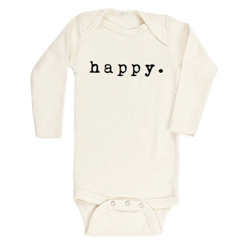 Tenth + Pine Happy Black + Natural Organic Long Sleeve Onesie 3 Tenth + Pine Happy Black + Natural Organic Long Sleeve Onesie