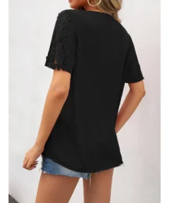 J+j Black V Neck Lace Detail Blouse