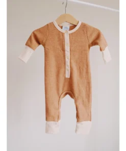 Orcas Lucille Caramel + Cream Waffle Romper Overalls + Rompers